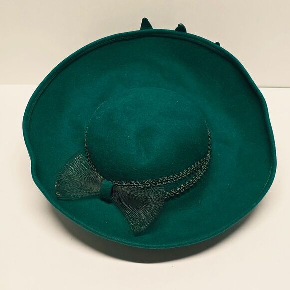 Vintage Deborah New York Green Wool Hat Derby Church Formal - Picture 3 of 10
